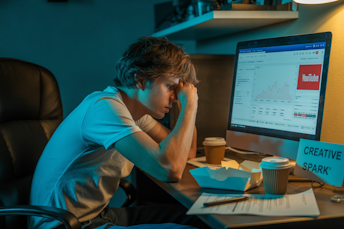 Frustrated person at computer